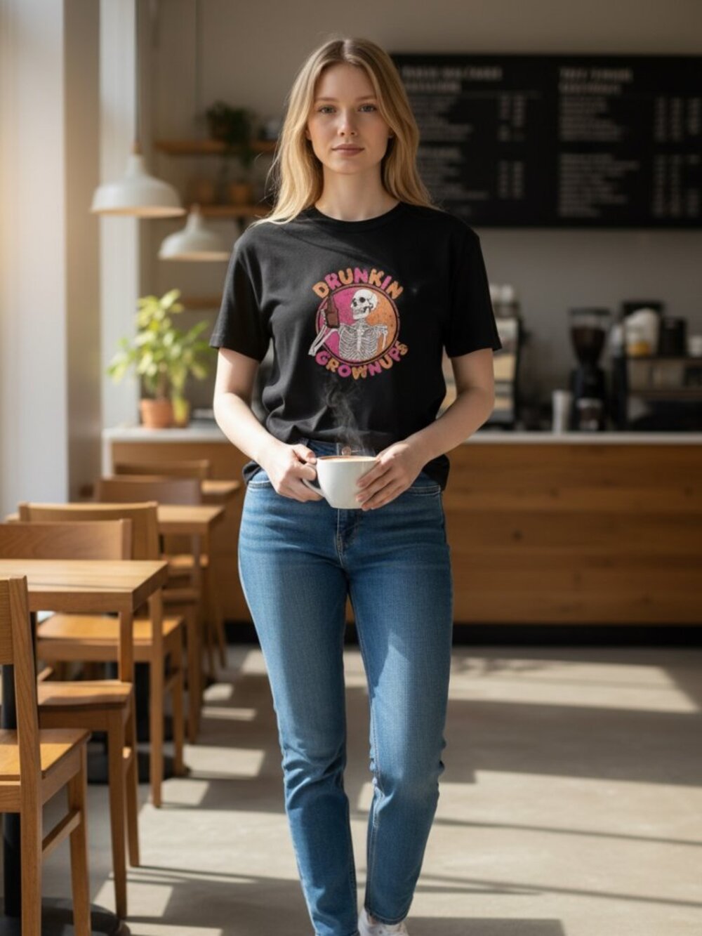 Drunkin Grownups Unisex T-Shirt Size Small Funny Dunkin Donut T-Shirt Small